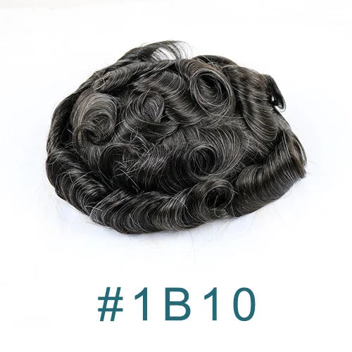 100% Human Hair 80Density Natural Hairline 0.02mm Full Skin Base Men Toupee #1B80 #60R Capillary Prosthesis System Man Hairpiece