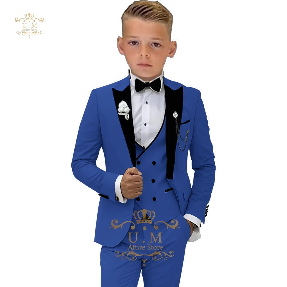 Boys' 3-piece suit (jacket+vest+pants) white single-breasted classic set for pupil school boy wedding pageboy prom party tuxedo