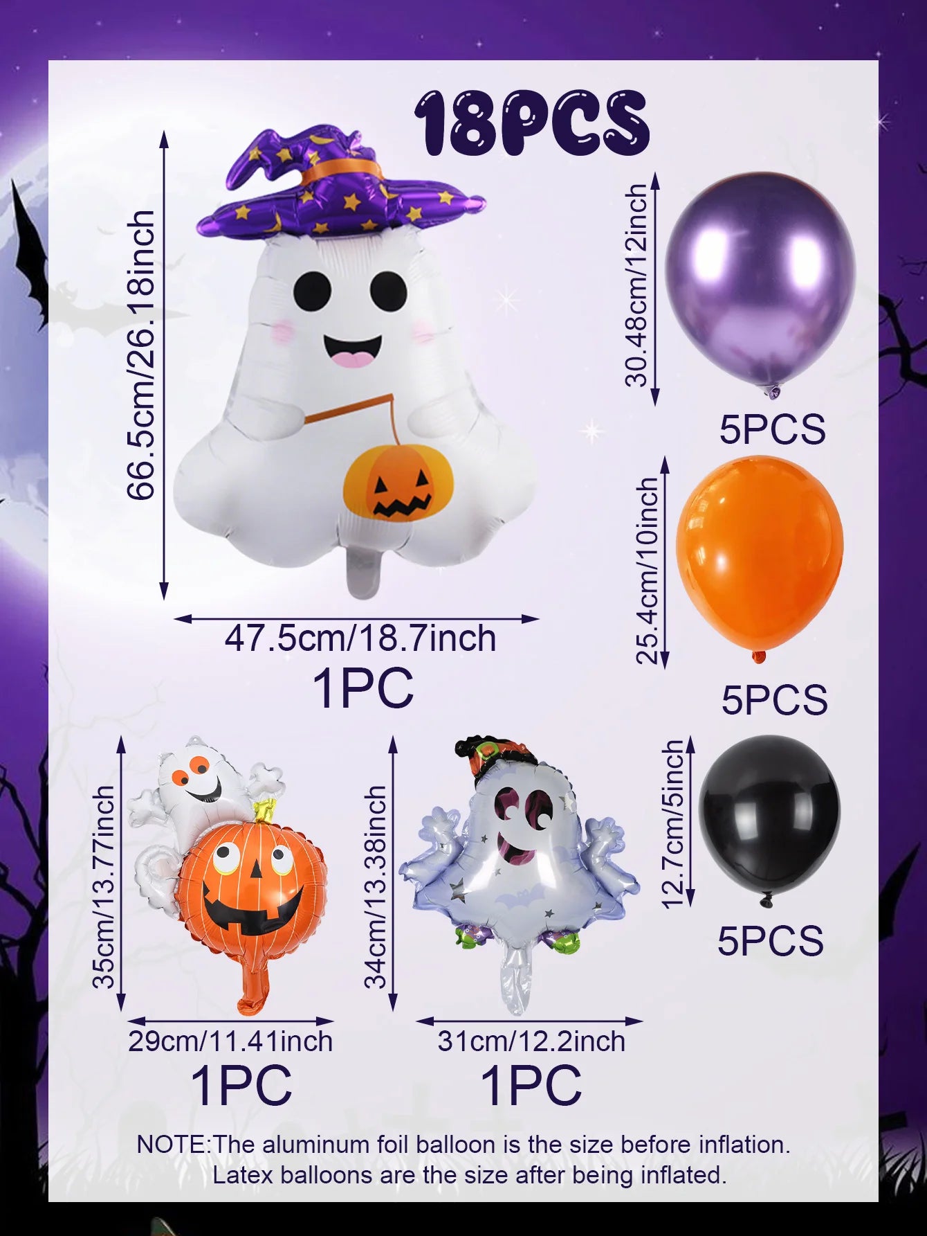 18pcs Halloween ghost balloon column kit, suitable for Halloween party decoration, ghost theme party,theme party.