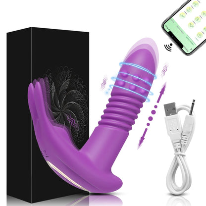 APP Thrusting Vibrator for Women Clitoris Stimulator Rotating Telescopic Wearable Dildo G Spot Massage Adult Sex Toy for Women