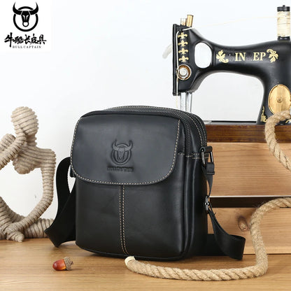 BULLCAPTAIN Leather Men's Messenger Bag Business Shoulder Bags Suitable For 7.9 Inch Ipad Mini High Quality Male Crossbody Bages