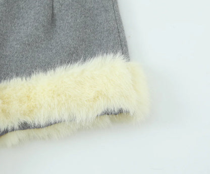 Women Suit 2025 Autumn Winter New Fashion Button Fur Decoration Jacket+Shorts Two-Piece Set Women Elegant Hight Street Suit