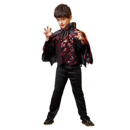 2025 Girls Cosplay Vampire Halloween Dress for Kids Ghost Bride Gothic Costume Count Vampiran Carnival Outfit Black Red Clothes