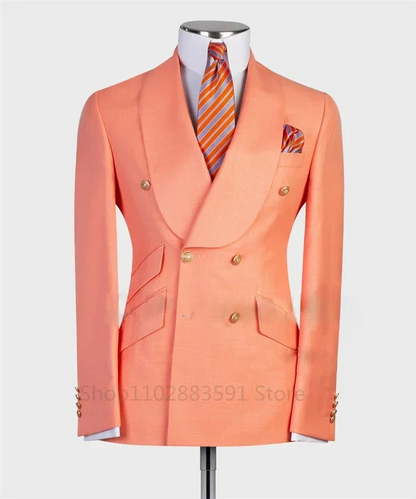 Suit For Mens Groom's Wedding 1 Pieces Slim Fit Blazer Wide Shawl Lapel Luxury Men Suit Custom Made Tuxedo Gold Button