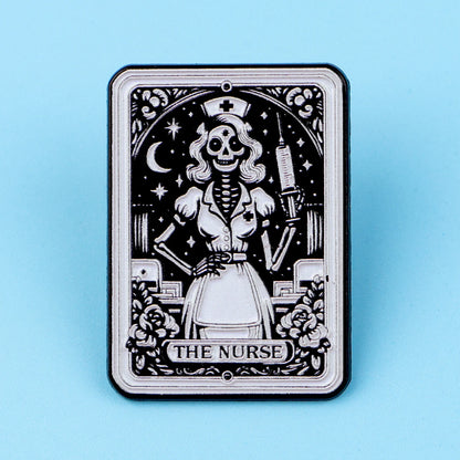 Punk Nurse Skull Enamel Pin Medical Brooches Lapel Badges Briefcase Backpacks Accessories Decoration Jewelry Halloween Gifts