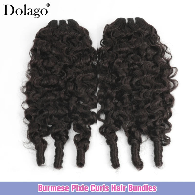 Burmese Pixie Curls Human Hair Bundles Deals Curly Virgin Human Hair Weft Spiral Vietnamese Raw Human Hair Extensions Weave