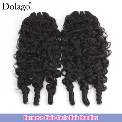 Burmese Pixie Curls Human Hair Bundles Deals Curly Virgin Human Hair Weft Spiral Vietnamese Raw Human Hair Extensions Weave