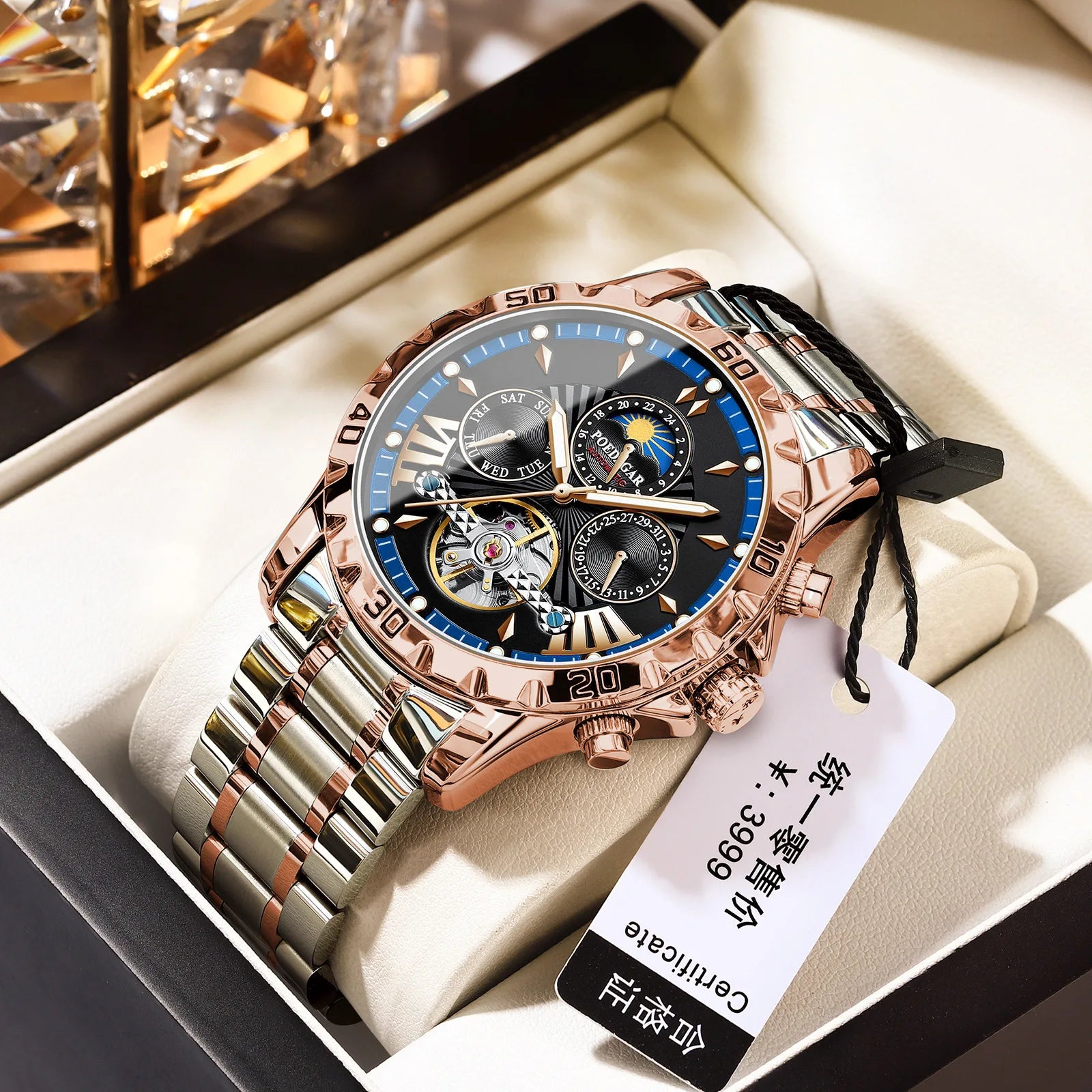 //High-end, atmospheric, and popular Swiss brand new fully automatic men's mechanical watch, waterproof, luminous wristwatch.