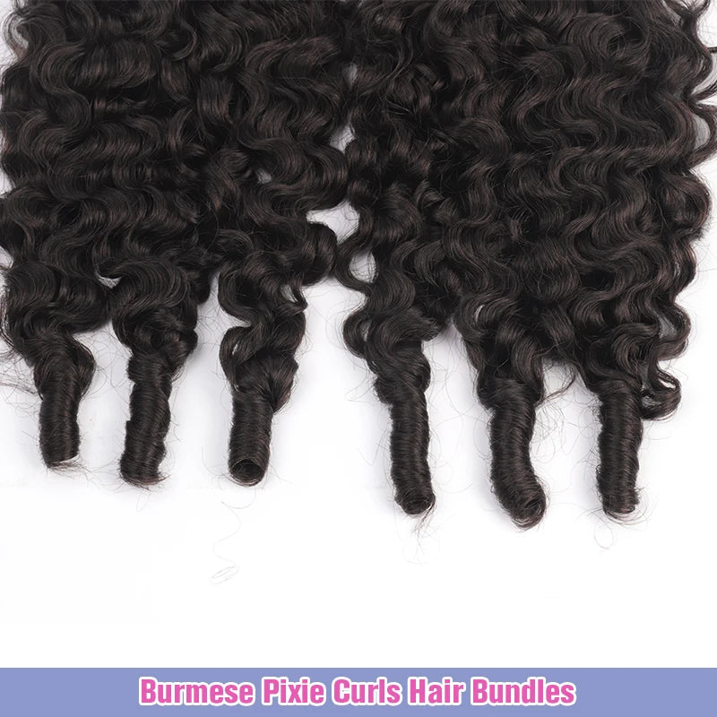 Burmese Pixie Curls Human Hair Bundles Deals Curly Virgin Human Hair Weft Spiral Vietnamese Raw Human Hair Extensions Weave