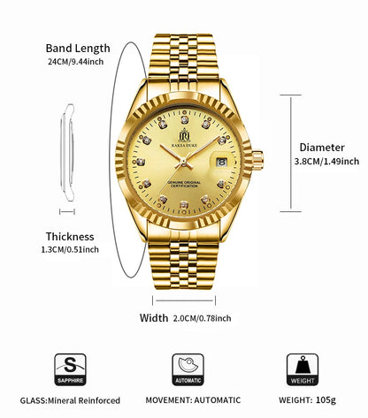 TEVISE  Automatic Mechanical Watch for Men with Date Stainless Steel Diamond Fashion Business Casual Watch Waterproof