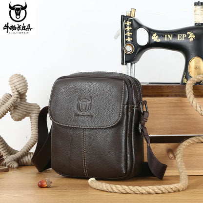 BULLCAPTAIN Leather Men's Messenger Bag Business Shoulder Bags Suitable For 7.9 Inch Ipad Mini High Quality Male Crossbody Bages