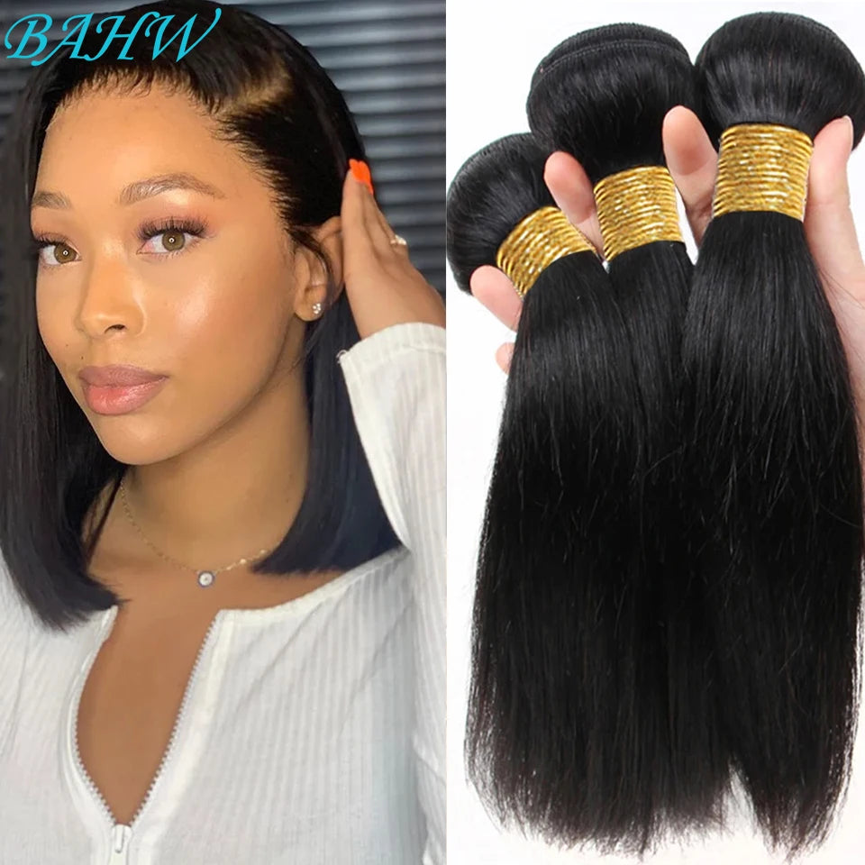 Brazilian Bone Straight Bundles 100% Unprocessed Human Hair Bundles Virgin Hair 1/3 Bundles Short Straight Weave Hair Extensions
