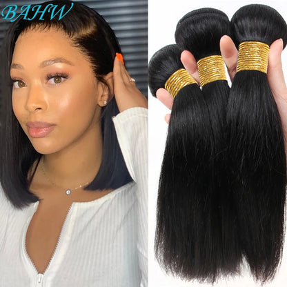 Brazilian Bone Straight Bundles 100% Unprocessed Human Hair Bundles Virgin Hair 1/3 Bundles Short Straight Weave Hair Extensions
