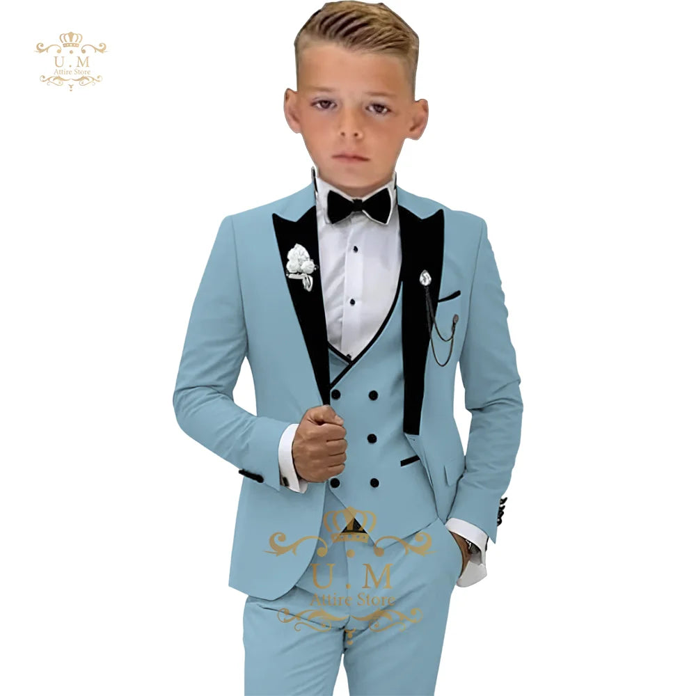 Boys' 3-piece suit (jacket+vest+pants) white single-breasted classic set for pupil school boy wedding pageboy prom party tuxedo