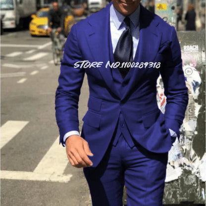 Classy Wedding Tuxedos Suits Slim Fit Suit For Men 3 Pieces Groomsmen Suit Formal Business Suit Costume Homme(Jacket+Vest+Pants)