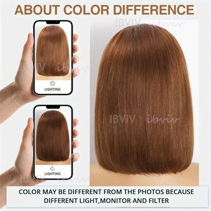 Real 210% Vietnamese Human Hair Lace Frontal Wig Short Bob #2 #4 Brown Chocolate Colored Human Hair Wigs Bleached Knot Lacefront