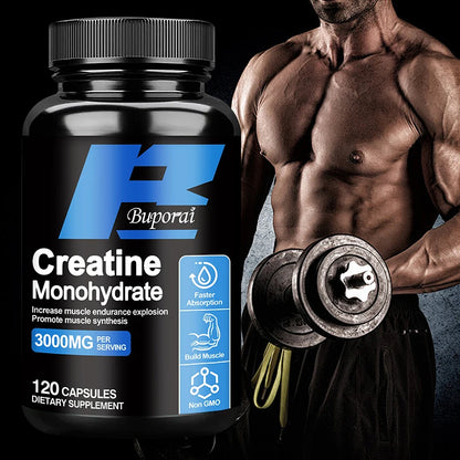 Creatine Monohydrate - Enhance Muscle Strength, Promote Muscle Growth, Improve Athletic Performance, Vegetarian, Gluten-free