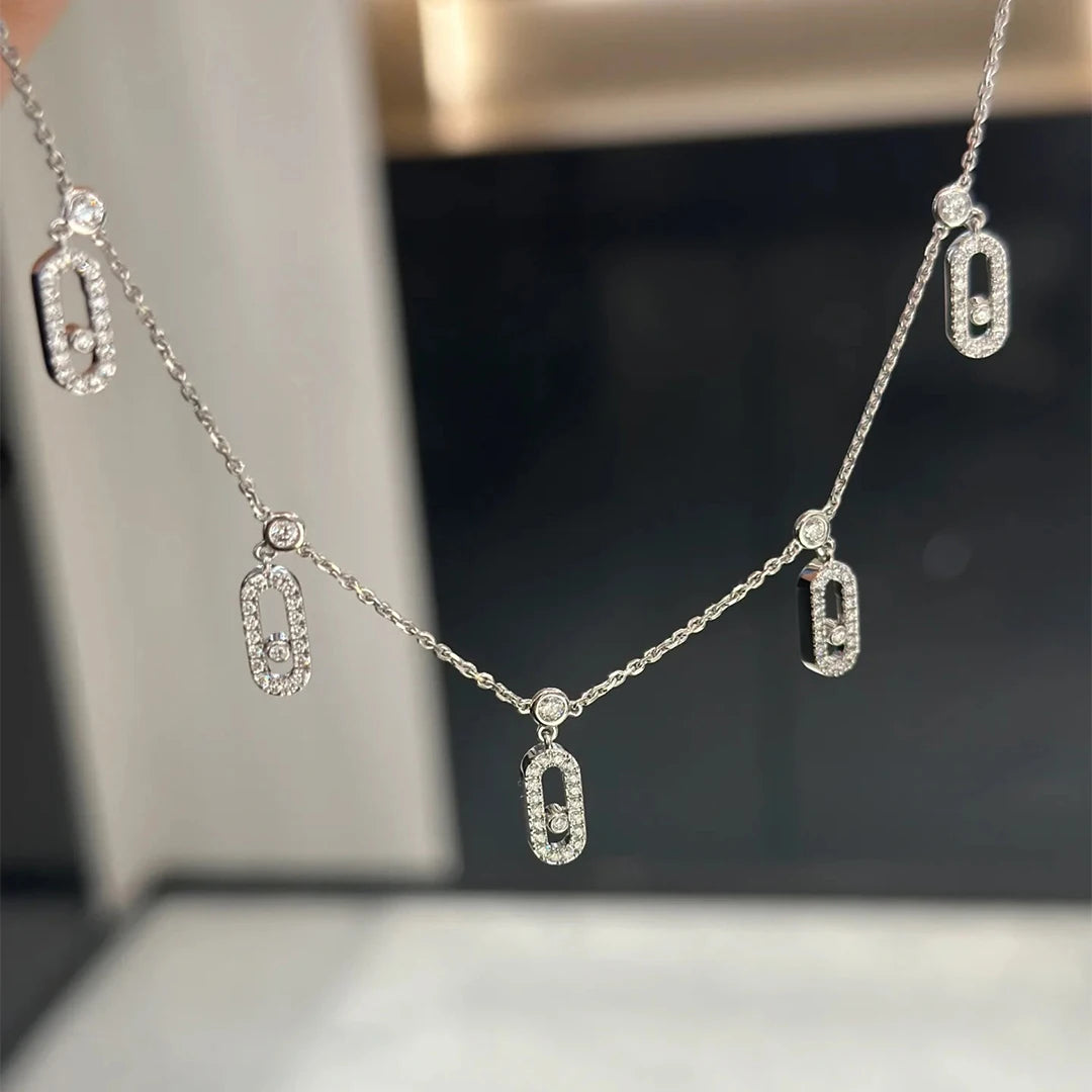 Classic Romantic Jewelry 925 Pure Silver Women's Necklaces With Five Pendants.Popular Holiday Gift, Banquet  Jewelry Accessories