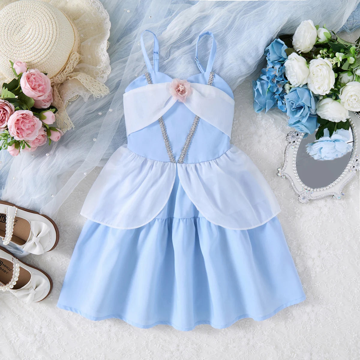 2-10yrs Children's Fashion Dresses Barbi White Snow Moana Dress Girls Casual Outfits Kids Princess Dress For Girls Slings Skirt
