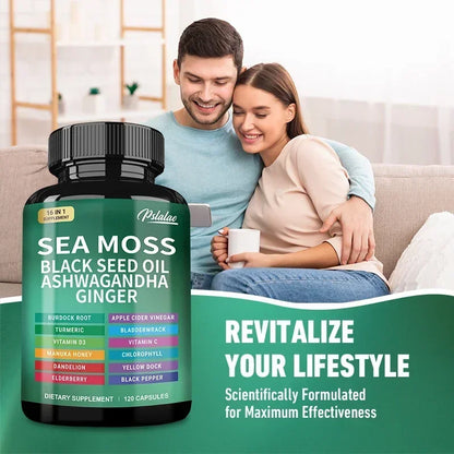 Sea Moss Supplement - Supports Thyroid Health, Anti-aging, Antioxidant, Improve Immunity, Detox, Beauty Health