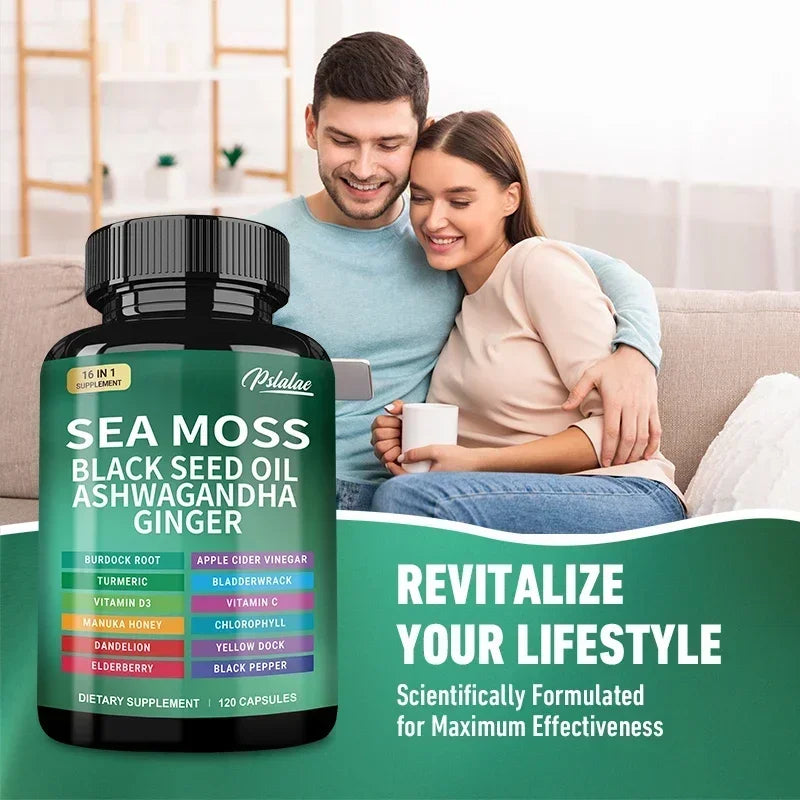 Sea Moss Supplement - Supports Thyroid Health, Anti-aging, Antioxidant, Improve Immunity, Detox, Beauty Health