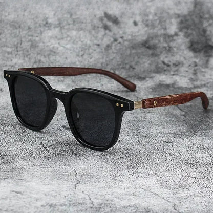 Sunglasses for Men Women Trendy Retro Wood Grain Polarized UV Protection Eyewear Cycling Outdoor Street Photography Sunglasses