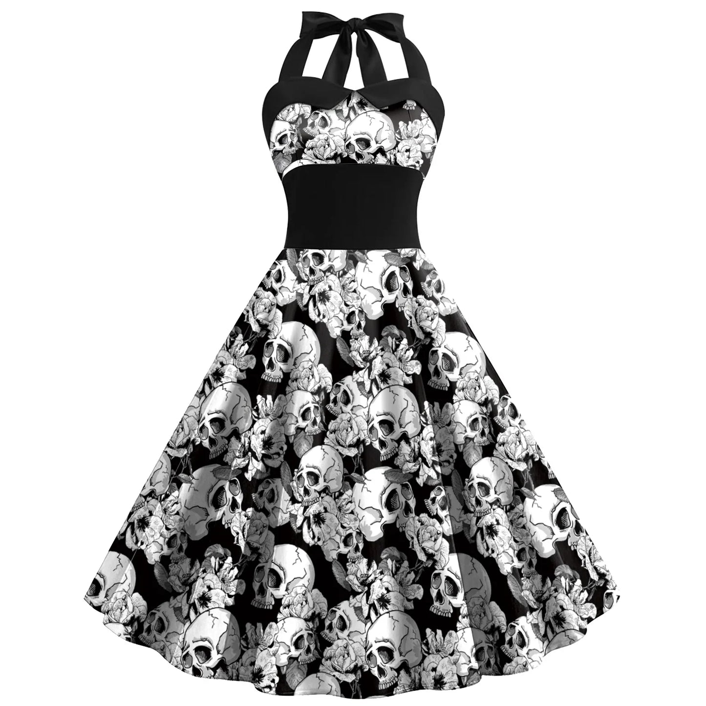 [You're My Secret] Vintage Dress Women 2023 Summer Sexy Print Halloween Party Dresses Vestidos Robe Pin Up Y2K Rockabilly Dress