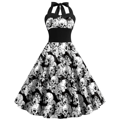 [You're My Secret] Vintage Dress Women 2023 Summer Sexy Print Halloween Party Dresses Vestidos Robe Pin Up Y2K Rockabilly Dress