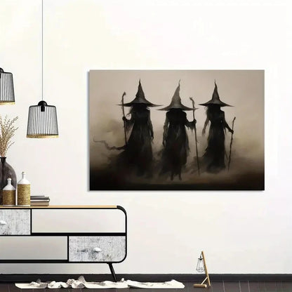 Abstract Retro Witch Halloween Canvas Prints Witchcraft Cartoon Cosplay Wall Art Poster for Family Bedroom Office Decor Cuadros
