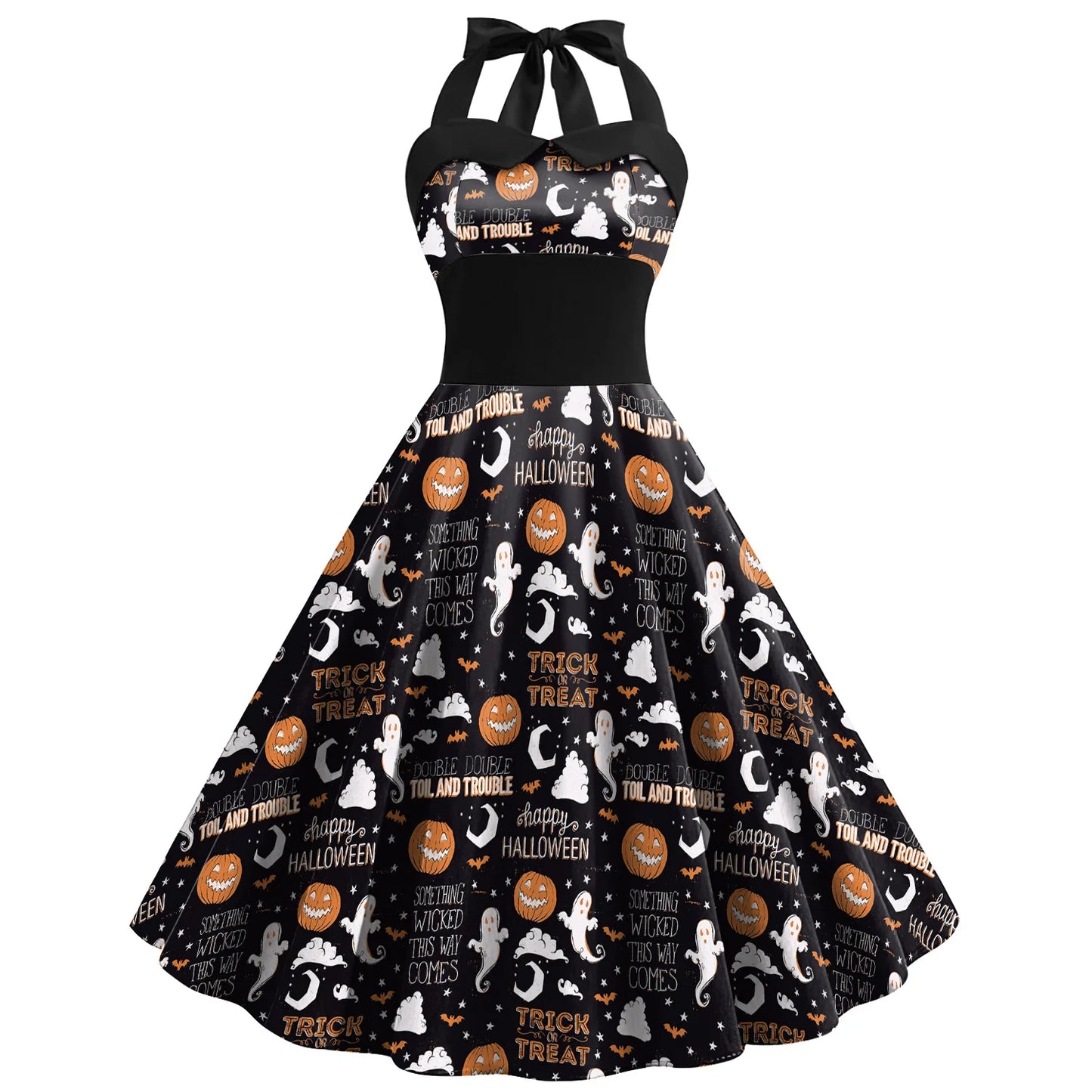[You're My Secret] Vintage Dress Women 2023 Summer Sexy Print Halloween Party Dresses Vestidos Robe Pin Up Y2K Rockabilly Dress