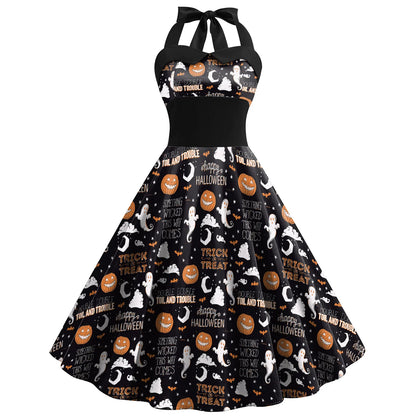[You're My Secret] Vintage Dress Women 2023 Summer Sexy Print Halloween Party Dresses Vestidos Robe Pin Up Y2K Rockabilly Dress