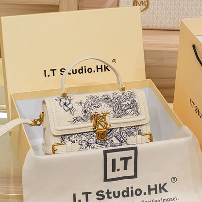 Women's handbag, handbag, women's 2024 new high-end texture summer designer single shoulder crossbody embroidered square bag