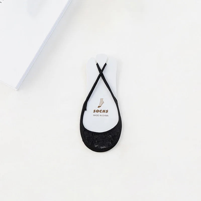Transparent Lace Boat Socks Women's Summer Socks Ultra Thin Invisible Half Forefoot High Heels Invisible Socks Suspenders Design