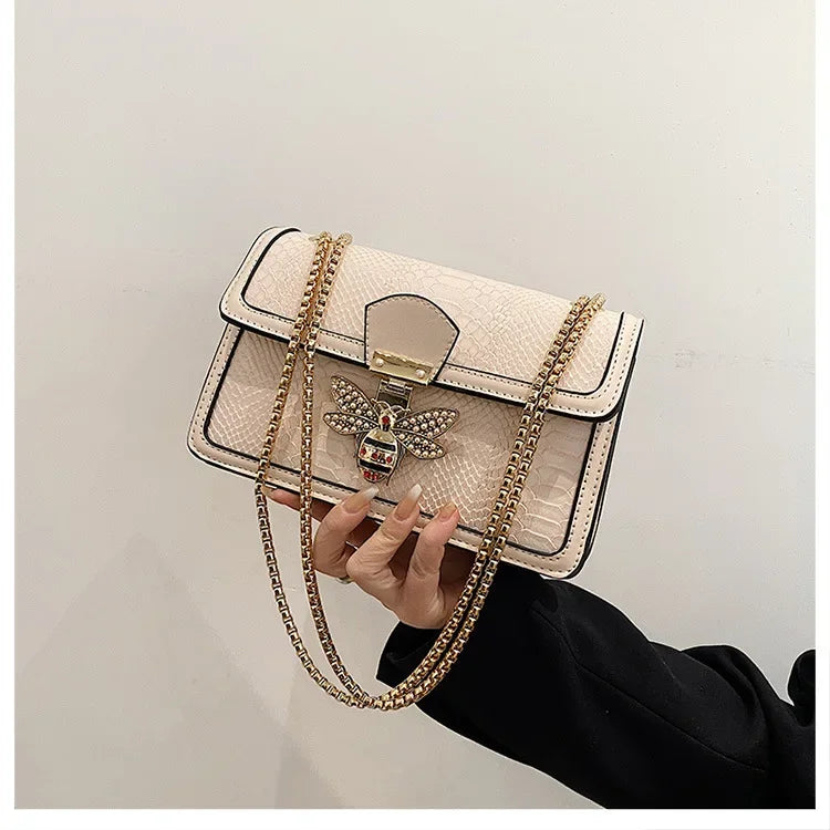 2025 Spring-Summer New Women's Bag - Fashion Designer Foreign Style, Chain Shoulder, Retro Messenger Small Square Bag