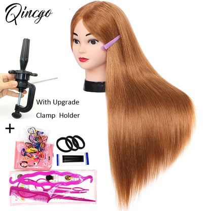 85% Real Human Hair Mannequin Heads For Curling Straighten Training Professional Solon Hairdresser Dummy Doll Heads For Hairstyl