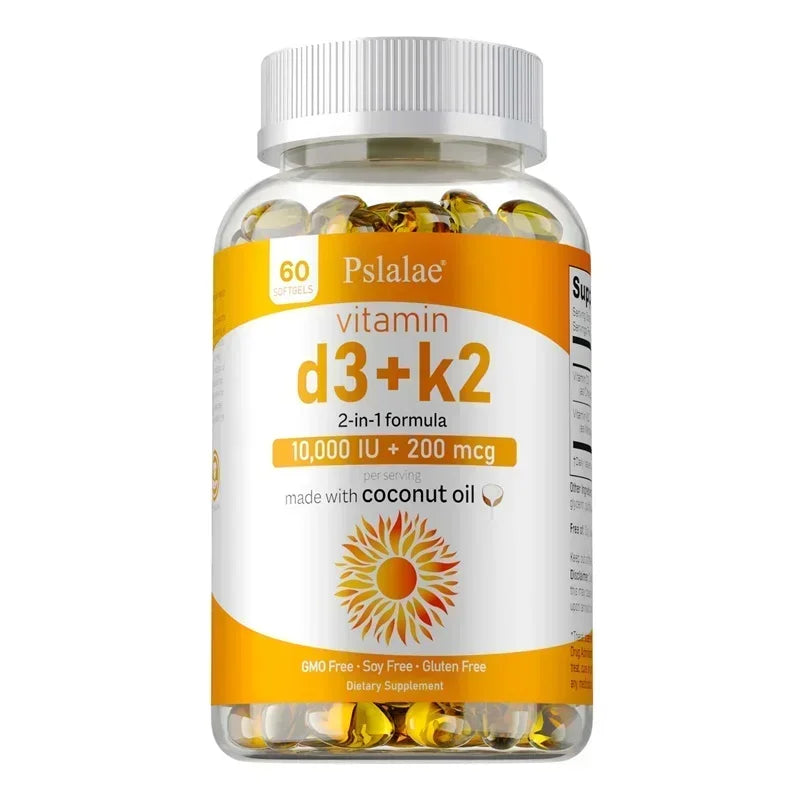 Vitamin D3+K2 Supplement - for Calcium Absorption, Maintain Teeth, Bones, Heart and Joint Health, Promote Blood Circulation