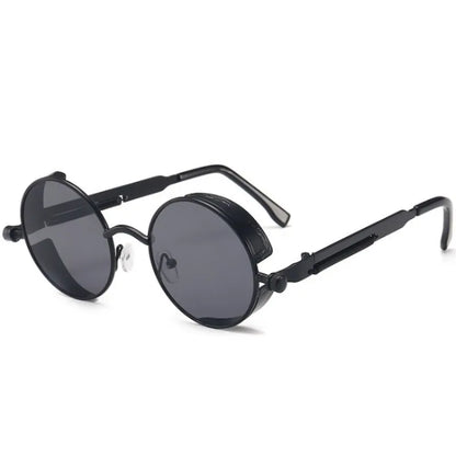 Classic Steampunk Sunglasses for Men and Women Retro Round Metal Frame Sunglasses