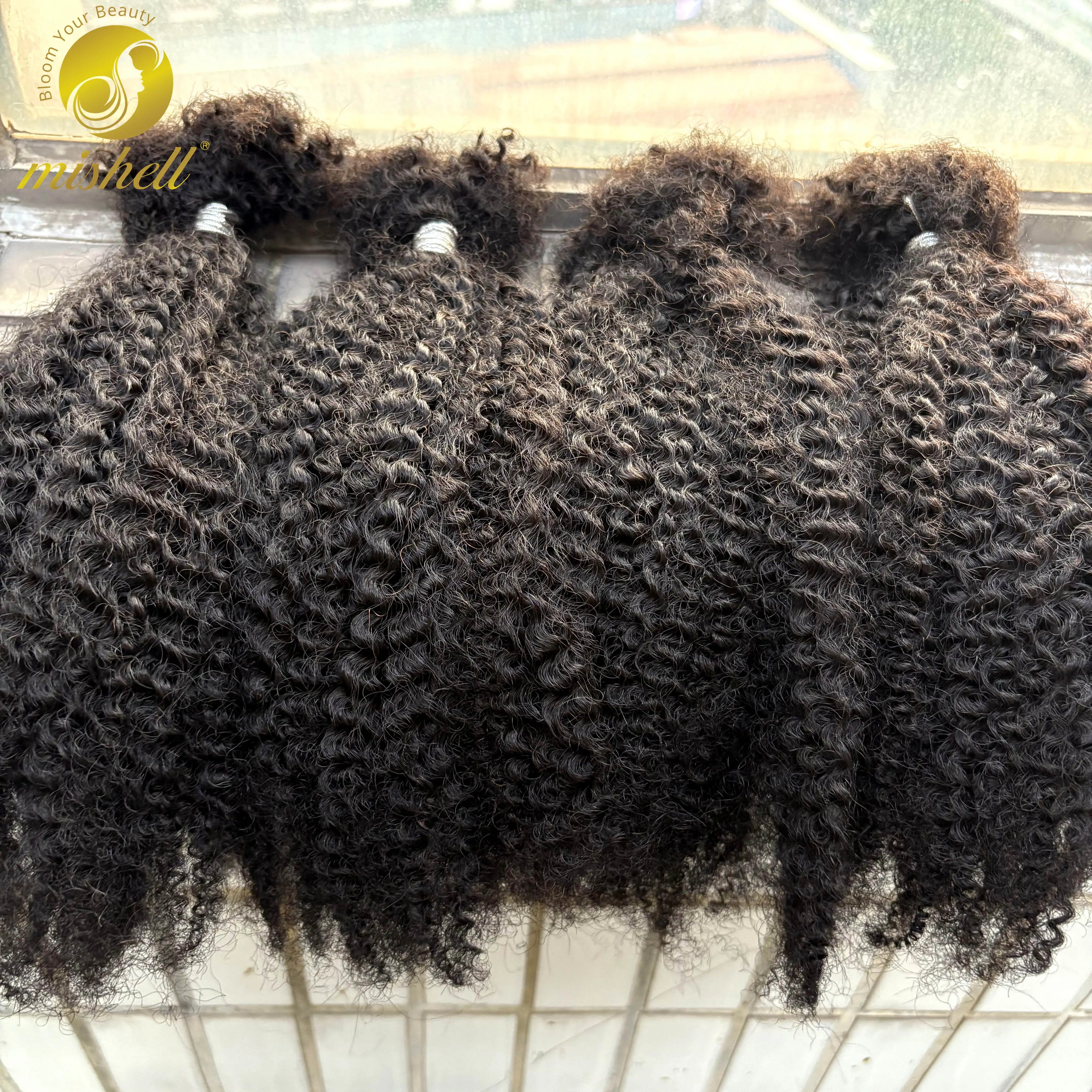 16inch Brazilian Remy Hair Afro Kinky Curly Bulk Human Hair For Braiding  30g/Bundle Natural Color Braids Hair No Weft for Women