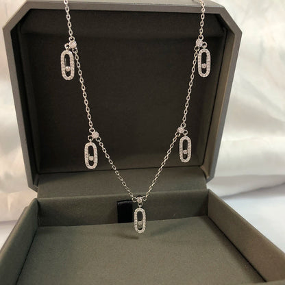 Classic Romantic Jewelry 925 Pure Silver Women's Necklaces With Five Pendants.Popular Holiday Gift, Banquet  Jewelry Accessories