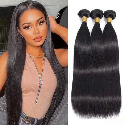 Bone Straight Bundles 1/3/4 pcs Natural Black Women Sew In Remy Human Hair Extension Cheap Brazilian Straight Human Hair Bundles
