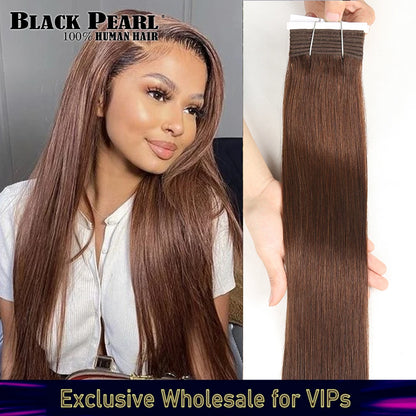 Cheap Chocolate Brown Bone Straight Human Hair Bundles "8-22" Remy 100% Virgin Human Hair #4 Brazilian Hair Weave 1 3 Bundles