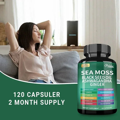 Sea Moss Supplement - Supports Thyroid Health, Anti-aging, Antioxidant, Improve Immunity, Detox, Beauty Health