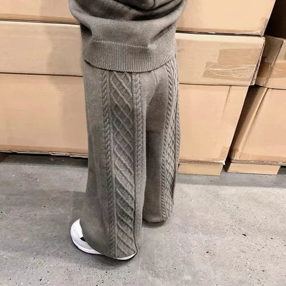 Children Clothing 2022 Autumn Winter Girls Casual Sweater Set Hooded Knitted Coat and Pants Two Piece Set Korean Kids Clothes