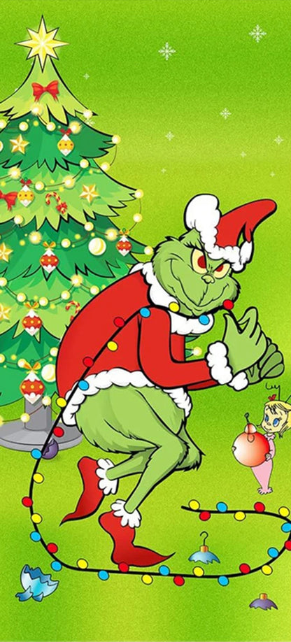 Christmas Green Haired Monster Door Cover Background Cloth Banner Christmas Party Scene Decoration Door Cover