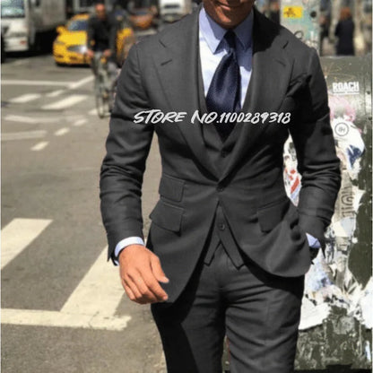 Classy Wedding Tuxedos Suits Slim Fit Suit For Men 3 Pieces Groomsmen Suit Formal Business Suit Costume Homme(Jacket+Vest+Pants)