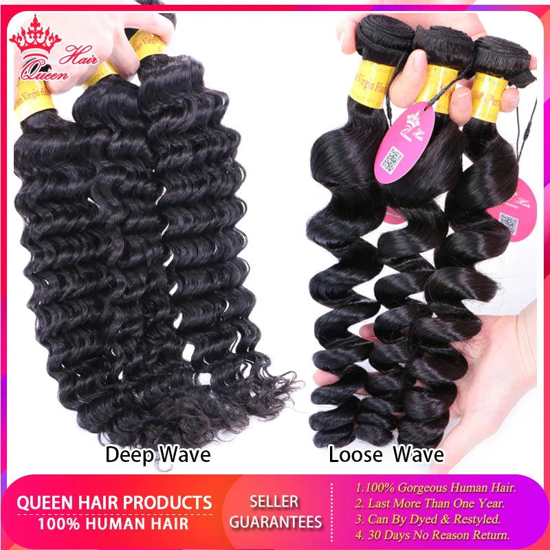 Peruvian Loose Wave and Deep Curly Wave Hair Weaving 100% Human Raw Hair Double Machine Weft Virgin Hair Bundles Queen Hair