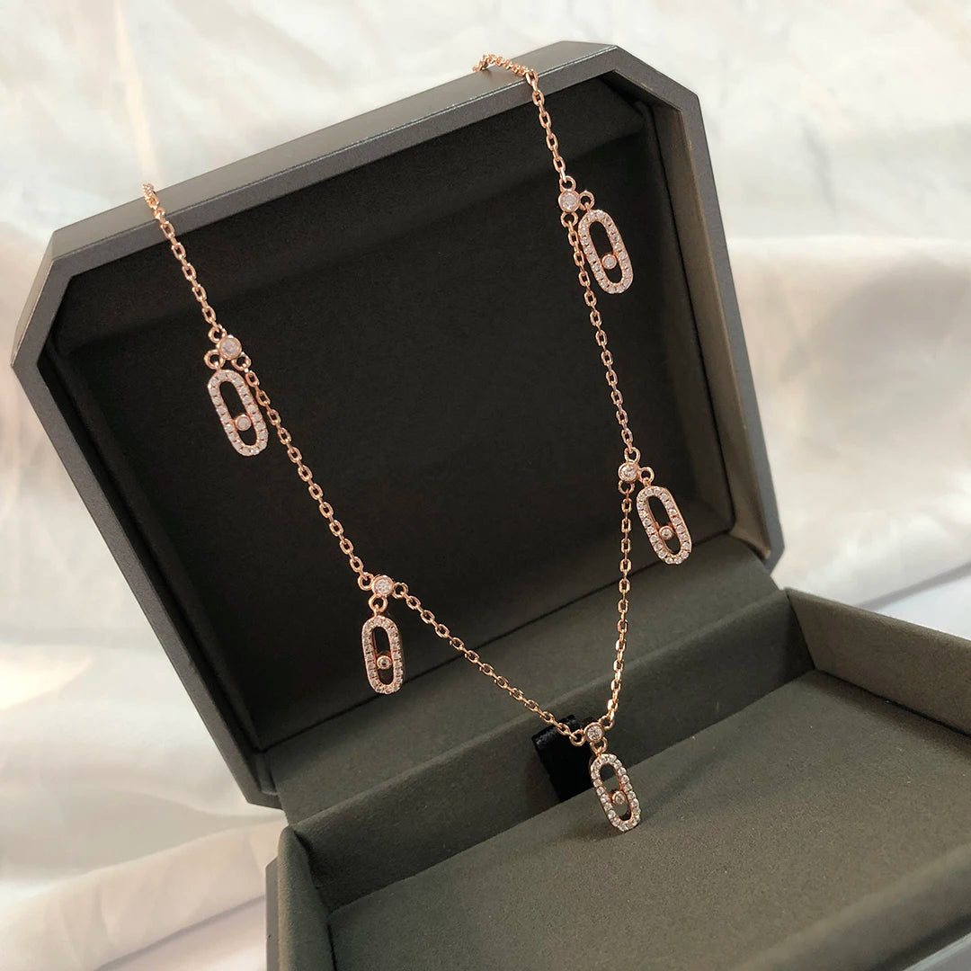 Classic Romantic Jewelry 925 Pure Silver Women's Necklaces With Five Pendants.Popular Holiday Gift, Banquet  Jewelry Accessories