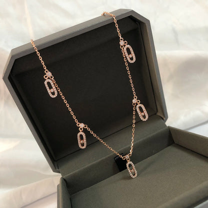 Classic Romantic Jewelry 925 Pure Silver Women's Necklaces With Five Pendants.Popular Holiday Gift, Banquet  Jewelry Accessories