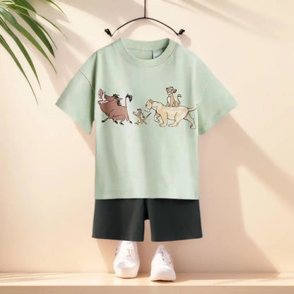 Child Clothing Sets Boys Cartoon Print Tshirt Simple Fashion Tees Shorts  Fashion Tops Tracksuits Kids Short Sleeve Tops Shorts