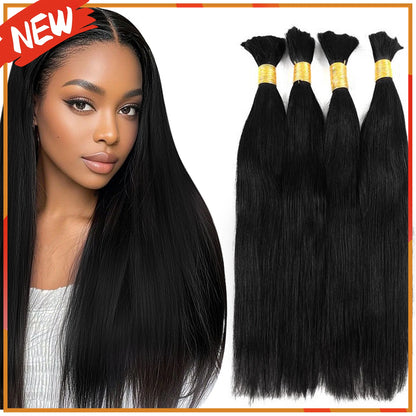 [NEW]Full Shine 100% Brazilian Human Hair Bulk Extensions Unprocessed Straight No Weft Hair for Braiding & Weaving Salon Quality
